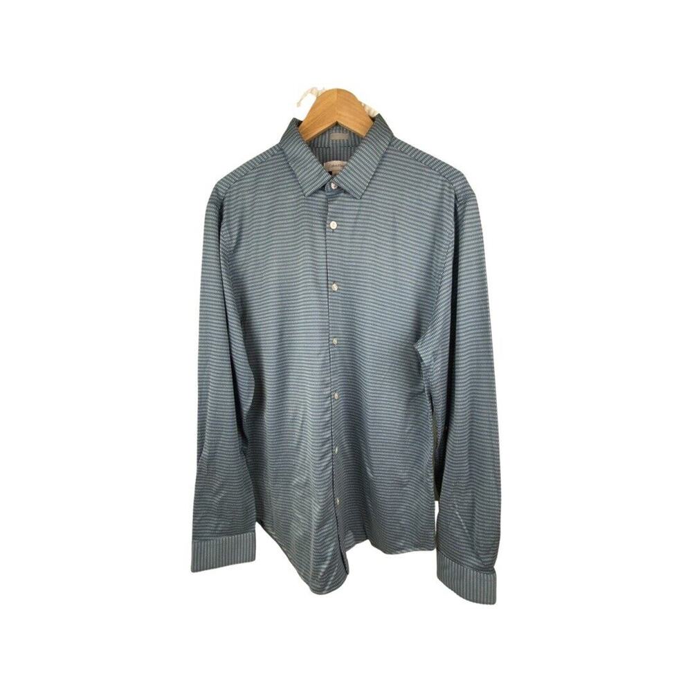 calvin klein button down mens large casual slim fit soft shirt